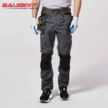 B128 bauskydd Рабочая одежда осенняя рабочая одежда безопасные рабочие брюки/брюки Мульти-инструмент карманы мужской комбинезон Серый