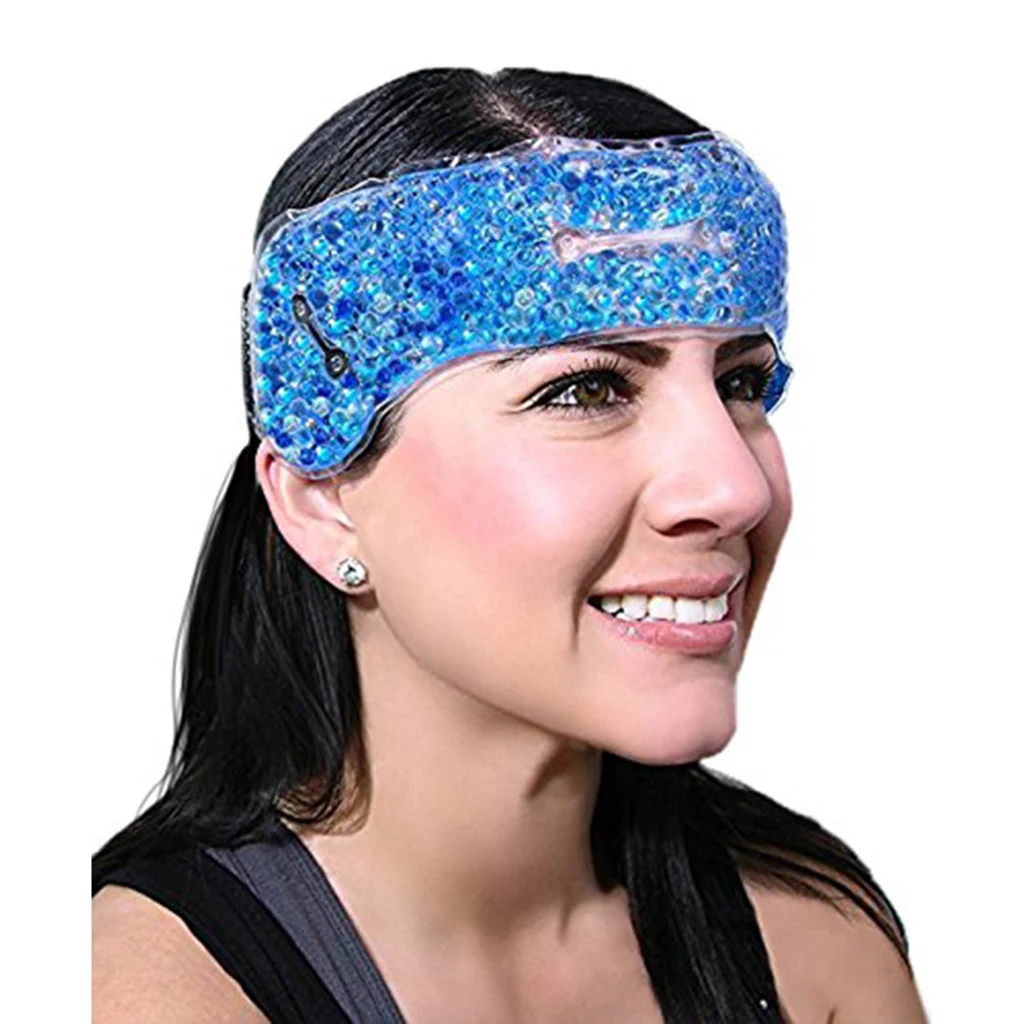 Reusable Head Gel Ice Packs, Migraine Relief Cold Pack & Strap for Hot Cold Compress & Adjustable Backing for Headache Pain Ease