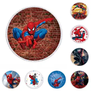 

Disney Round Children's Cartoon Spider-man Bath Towel Mickey Minnie Mouse Stitch Sofia Baby Boy Girl Absorbent Beach Towel Gift