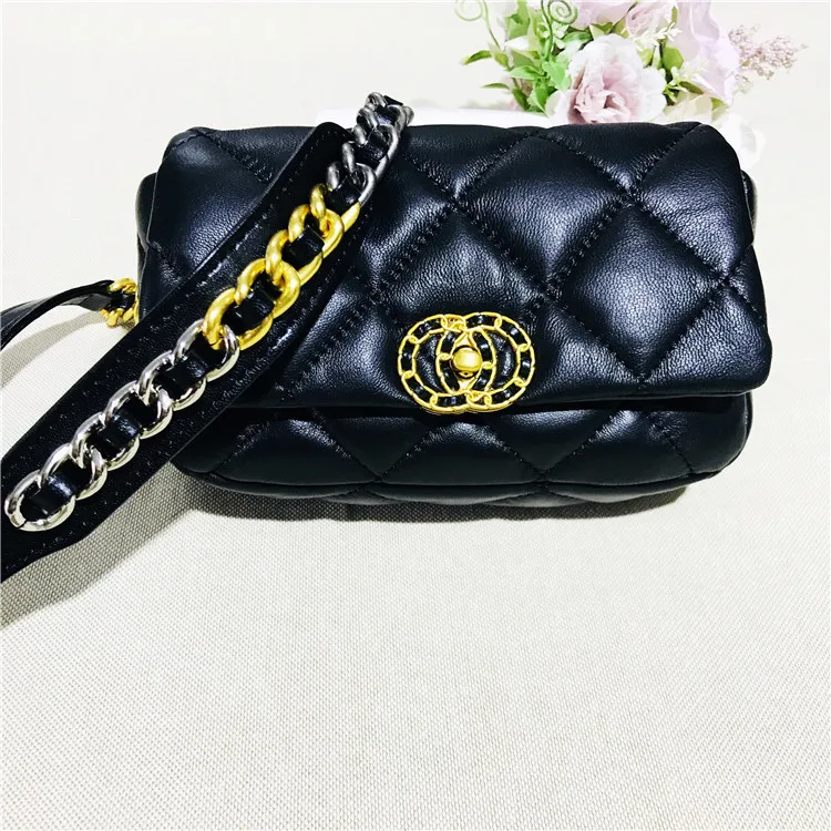 

Xiangfeng Lingge Chain Mouth Cover Small Running Bag Genuine Leather Woman Package 2109 Single Shoulder