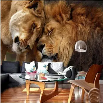 

Custom wallpaper HD 3D domineering lion animal photography TV backdrop wall large mural living room backdrop Animal wall paper