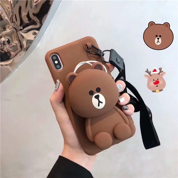 ZCASE Cute Cartoon 3D Bear Wallet Soft Silicone Phone Case For Samsung Galaxy J7 J3 A5 A6 Plus A7 S7 Back cover - Цвет: Bear 1