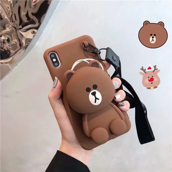 Bear 1 ZCASE Cute Cartoon 3D Bear Wallet Soft Silicone Phone Case For Samsung Galaxy J7 J3 A5 A6 Plus A7 S7 Back cover - Цвет: Bear 1