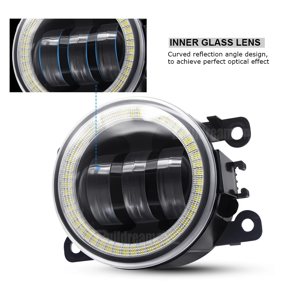 Car Angel Eye Fog Light LED Lens Fog Driving Lamp DRL 30W 2X For Renault Duster Clio Trafic Megane Scenic Kadja Twingo Sandero