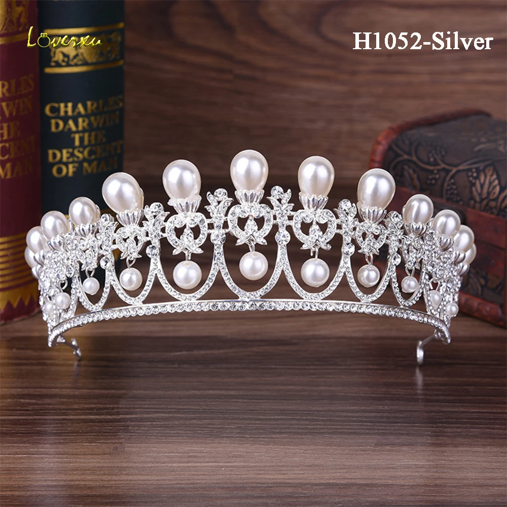 Loverxu, Роскошная золотая Хрустальная свадебная корона, диадемы, модная королева для женщин, свадебная корона, головной убор, свадебные украшения для волос, аксессуары - Цвет: H1052-Silver