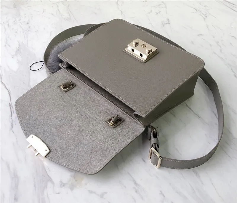 Оригинальные женские сумки FURLA, высокое качество, большие размеры, женские меховые кожаные сумки серого цвета, Размер 23 см* 8 см* 17,5 см
