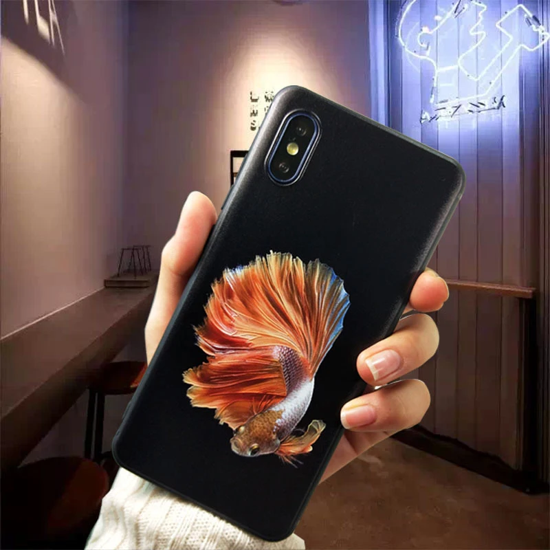 Чехол для iPhone 11 Pro XS Max XR X 8 7 Plus 6 6S тисненый матовый мягкий чехол карпа с объемным