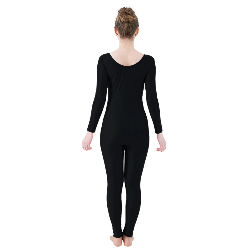 Ensnovo женский s спандекс боди длинный рукав, для йоги Unitard для девочки гимнастика, танцы балетный костюм боди для женщин черный костюм