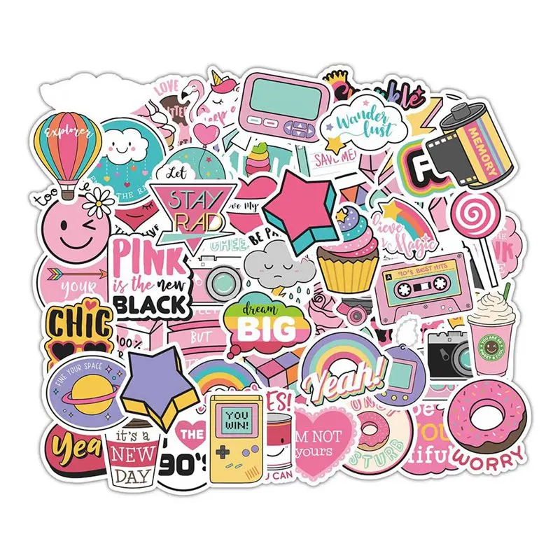 60 шт. милая девочка розовый маленький свежий стикер s DIY Наклейка скрапбук чемодан для скейтборда Ноутбук наклейка s украшение стикер
