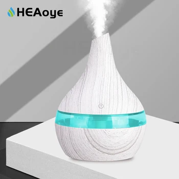 

300ml USB White Wood air Humidifier Aromatherapy 7 Color LED Light Electric Aroma Essential Oil Diffuser cool mist maker