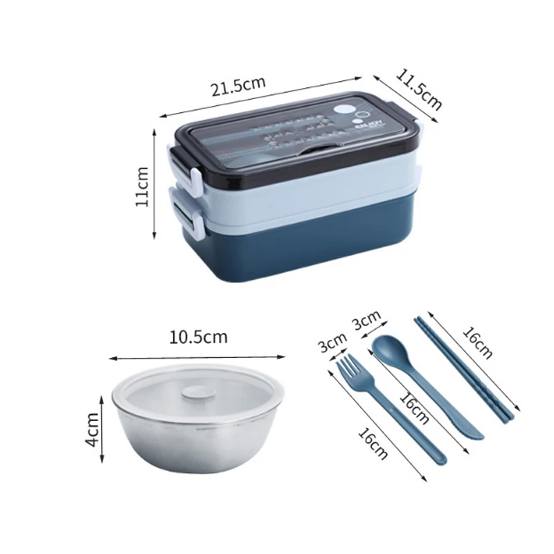 Lunch Box 304 Stainless Steel 2layers Microwae Heating For School Kids Office Worker Food Storage