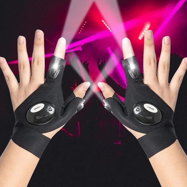 Night Light Waterproof Fishing Gloves With LED Flashlight Rescue