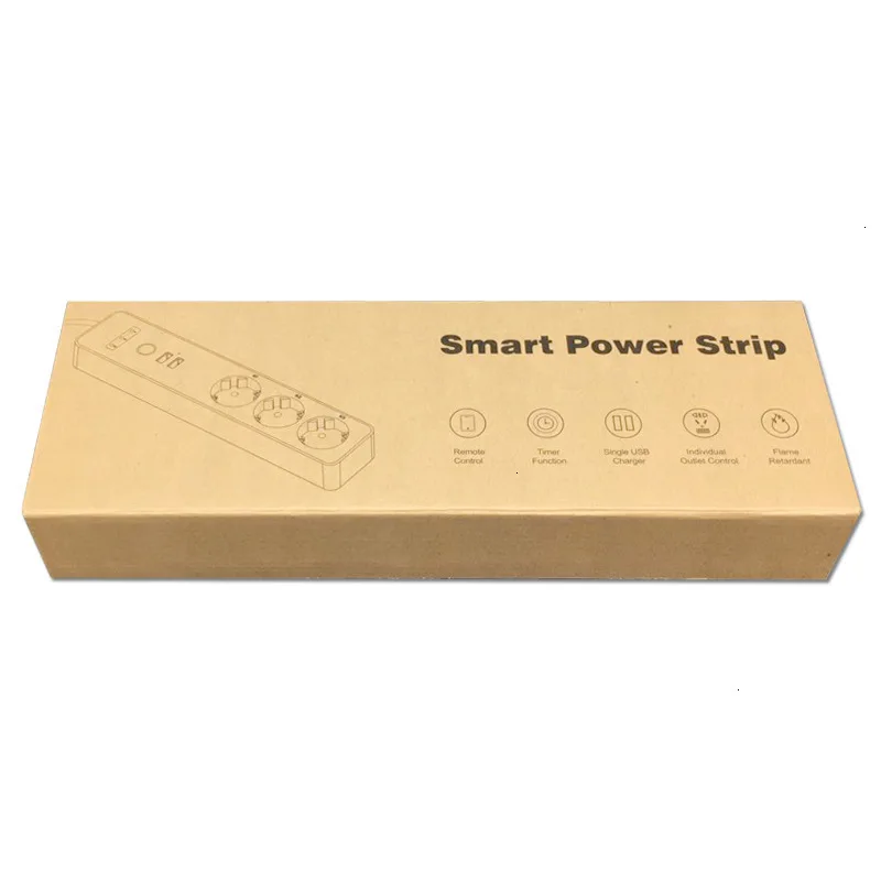 EU Wifi Smart Power Strip 3 Outlets Plug 2 USB Charging Port Timing Tuya App Voice Control Work with Alexa Google Home