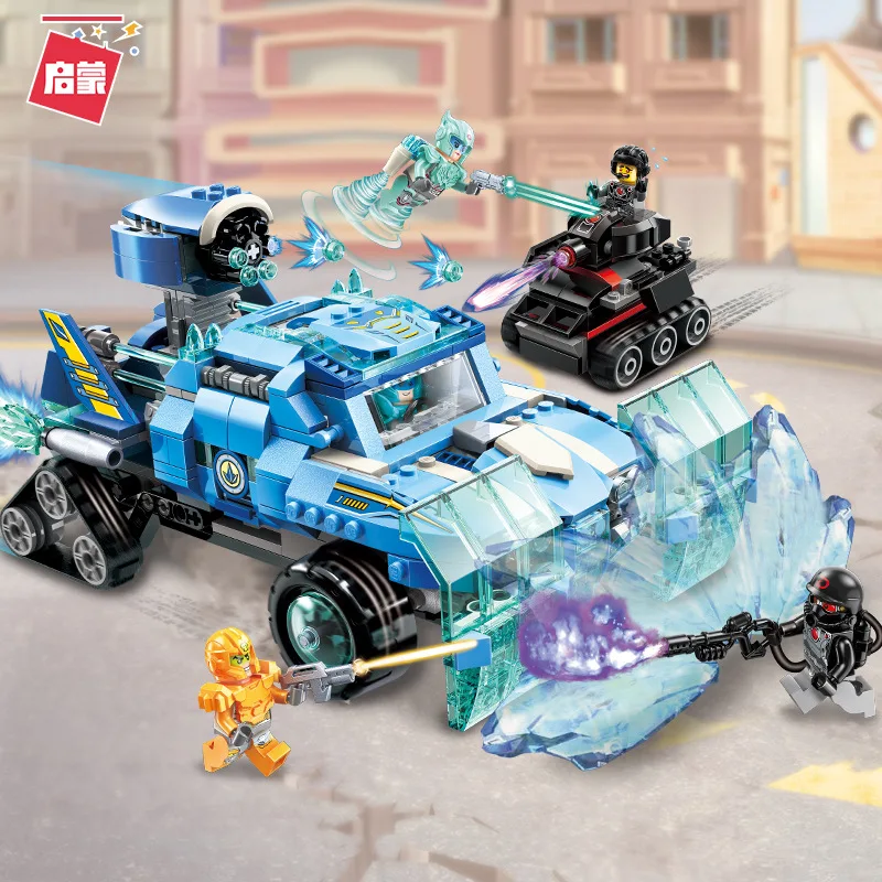 

ENLIGHTEN Assembled Building Blocks xuan neng Combat Team 3405 Ice Shield Armoured Car Boy Educational Fight Inserted Small Part