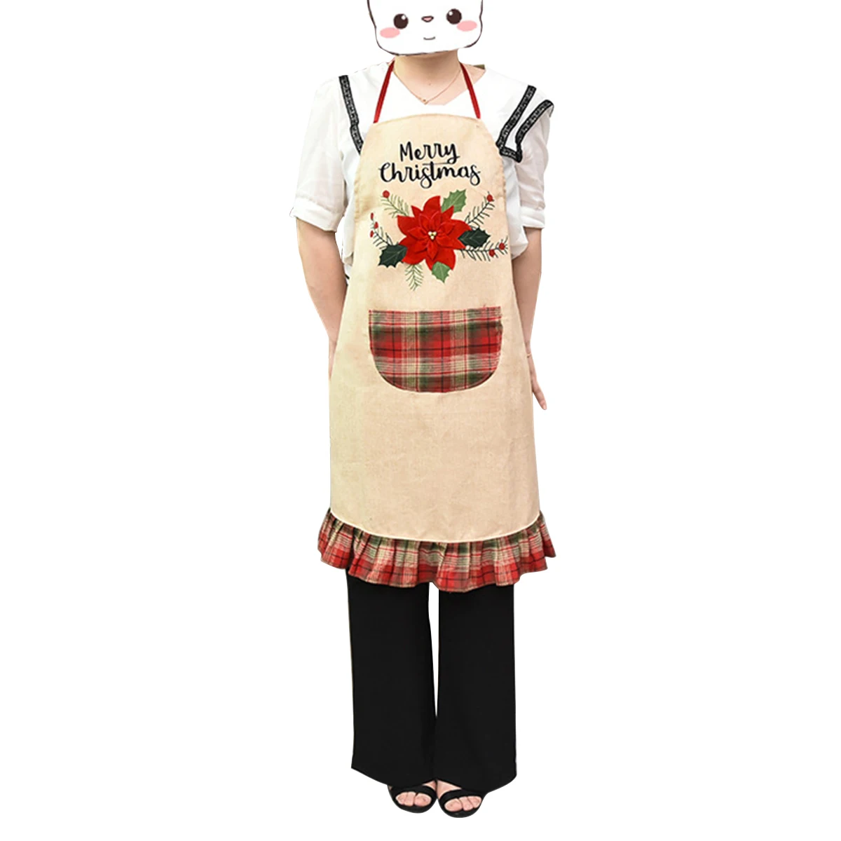 Merry Christmas Apron, Vintage Cute Truck Flower Print Adjustable Cooking Housework Aprons for Men Women