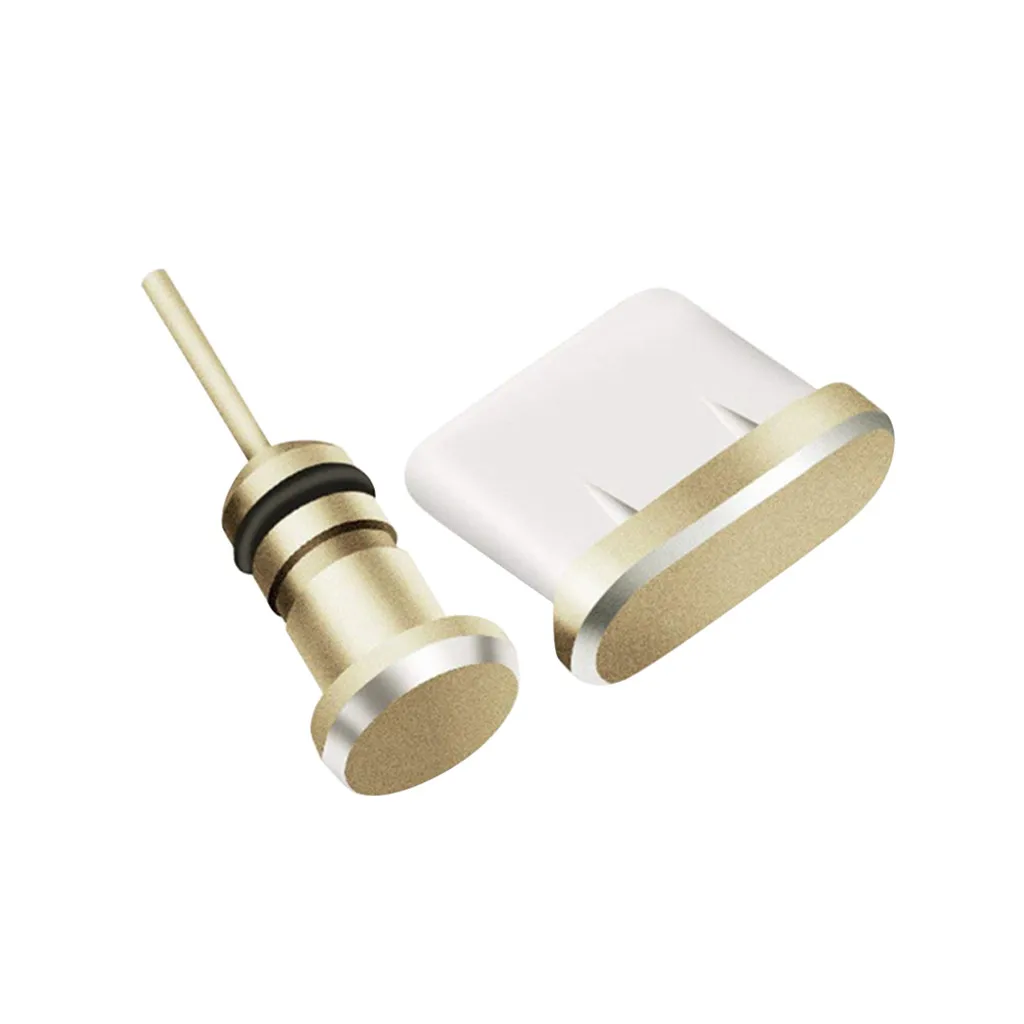Gold Kinganda Пылезащитная заглушка type-C зарядный порт 3,5 мм разъем для наушников Аксессуары для мобильных телефонов Пылезащитная заглушка набор 8,9 - Цвет: Gold
