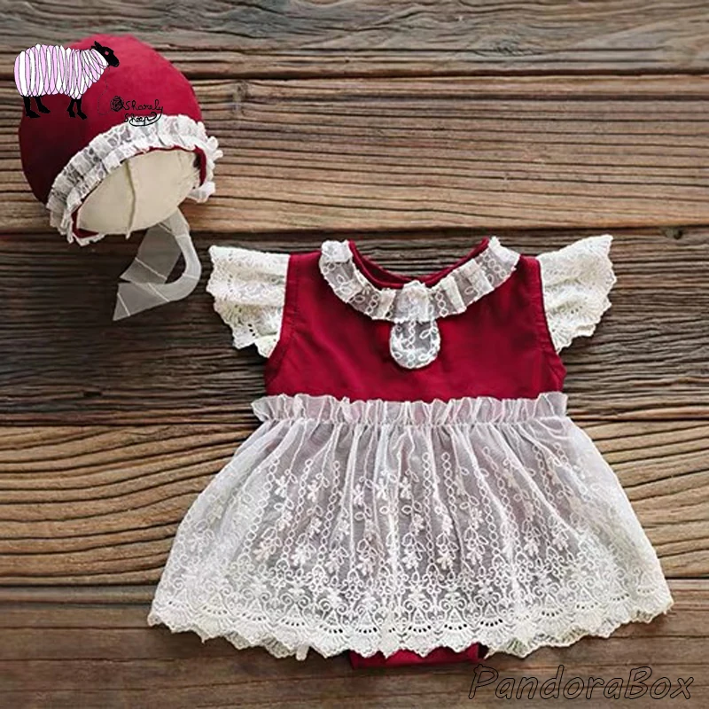 Красное Кружевное платье для маленьких девочек, наряды для фотосессии, реквизит для новорожденных, аксессуары для фотосессии, одежда для малышей, подарок для ребенка