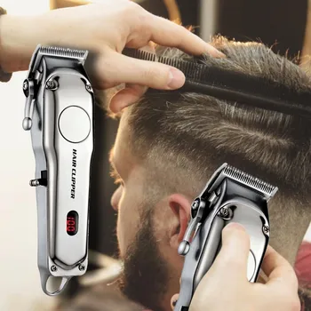 

Professional Hair Clipper All Metal Men Electric All-in-one Cordless Hair Trimmer Baldheaded T Blade Finish Haircut Machine