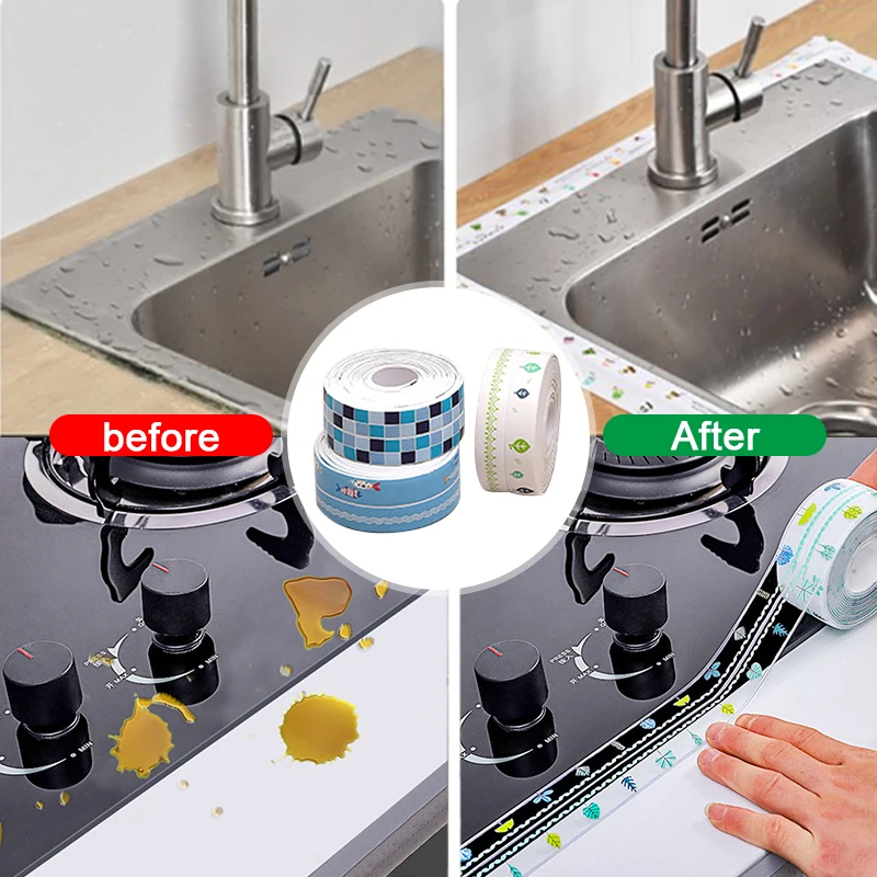 38MM*3.2M Kitchen Anti mold Tape Stickers Sink Waterproof Sticker Bathroom Toilet slit Self