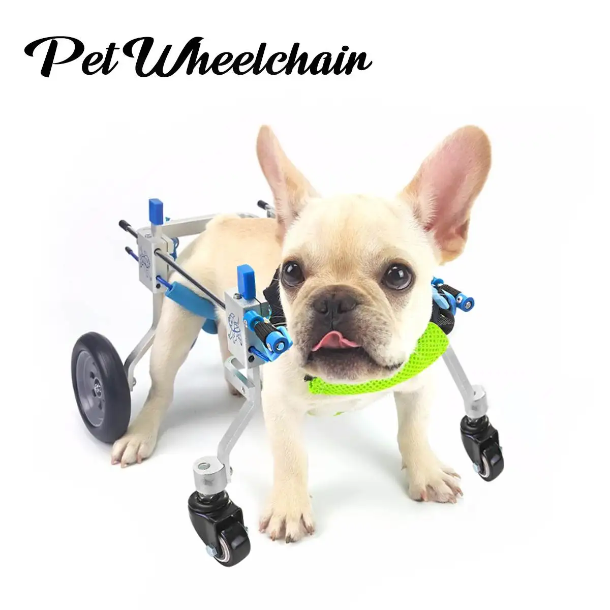 

Aluminium Pet Wheelchair Cart For Handicapped Cat Dog Hind Leg Walk w/ 4 Wheels Pet Weight 1-3kg Adjustable 32x16x24cm