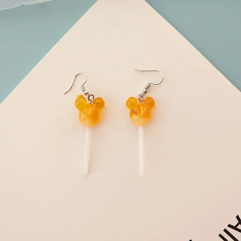 one pair yellow A Ремесло Конфета из смолы леденец Висячие серьги для женщин модные аксессуары для девочек уникальная личность висячие серьги ювелирное изделие подарок - Окраска металла: one pair yellow A