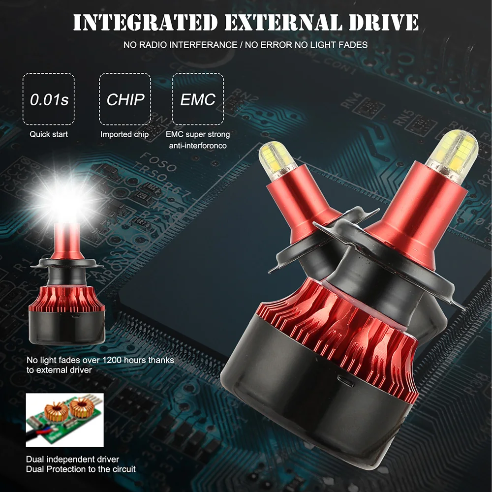 

200W LED Headlight Car White 65x35mm 6500K Replacement Bulb Lamps DC10V-36V Parts