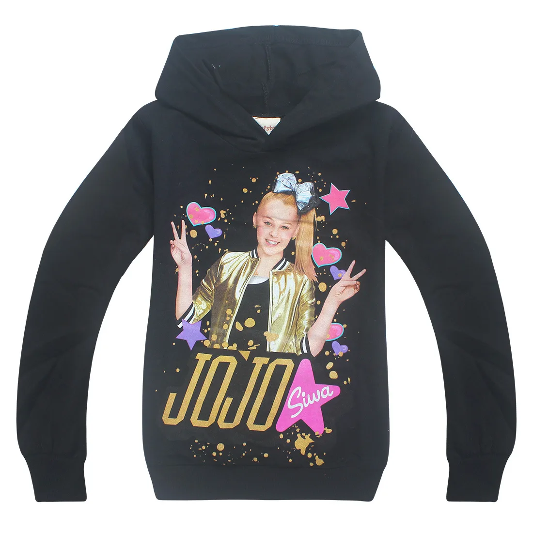 Коллекция года, детский весенне-осенний костюм Jojo Siwa для маленьких девочек, толстовка с капюшоном+ штаны спортивный костюм для школьников, комплект одежды - Цвет: Black