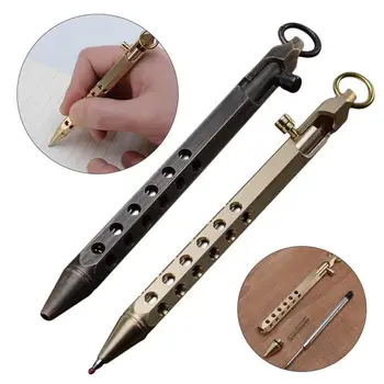 

Brass Pen Manual Machine Gun Creative Retro Hexagonal Office Brass Stationery Pen Signature Pen Pen High-end Gift W9B9