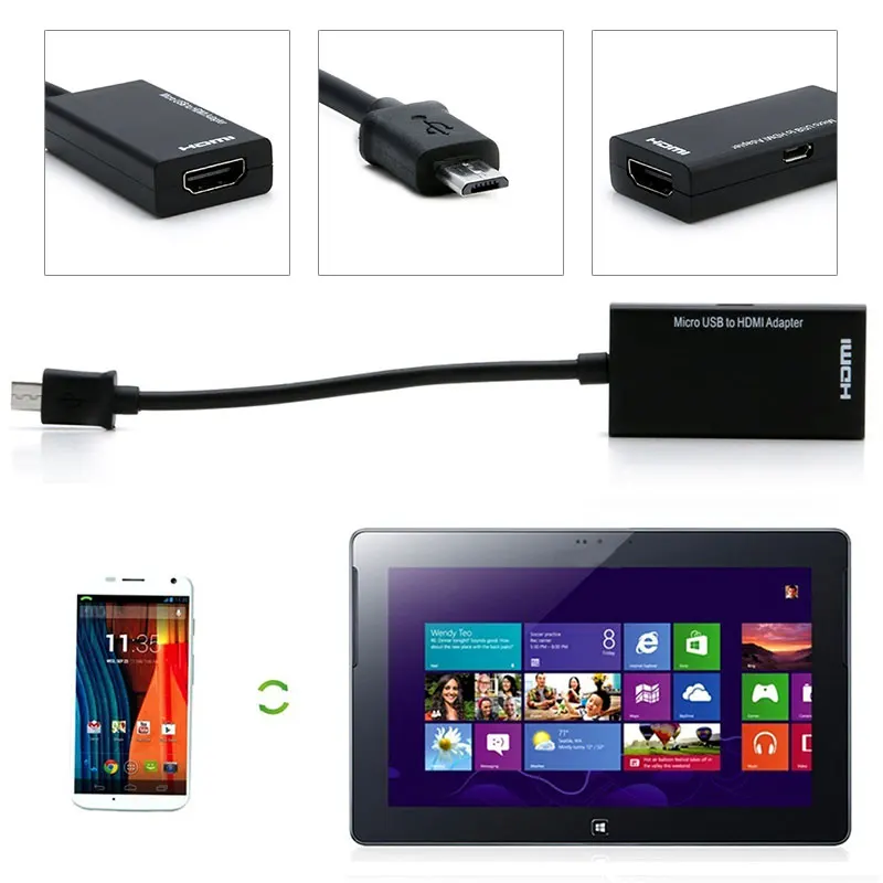 MHL Micro USB к HDMI A/V ТВ адаптер короткий кабель для LG htc sony SamSung HD tv