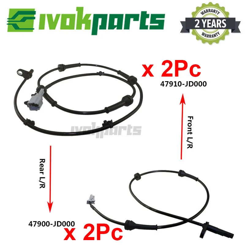 4x Rear + Front Right & Left L+r Abs Wheel Speed Sensor For 20072013