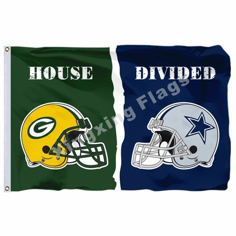 Green Bay Packers New York Giants House Divided Flag 3ft X 5ft Polyester 1 Banner Size No.4 90X150cm Custom Flag