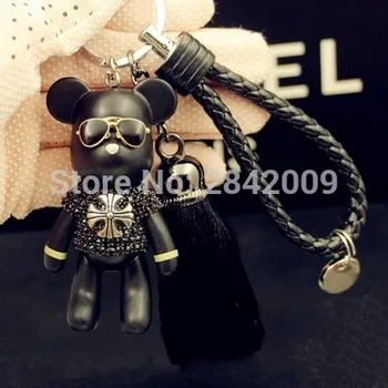 

Cartoon Bear car key pendant car key chain lady diamond-encrusted key chain tassel bag pendant