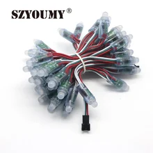 SZYOUMY 12 мм WS2811 пиксель светодиодный модуль IP67 Водонепроницаемый DC 5 В полноцветный RGB адресуемый светодиодный свет 15 см провод 1000 шт