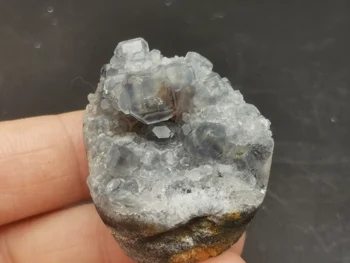 

29.5gNatural rare QR code polyhedron blue green fluorite cavity cluster mineral crystal specimen healing Reiki energy crystal