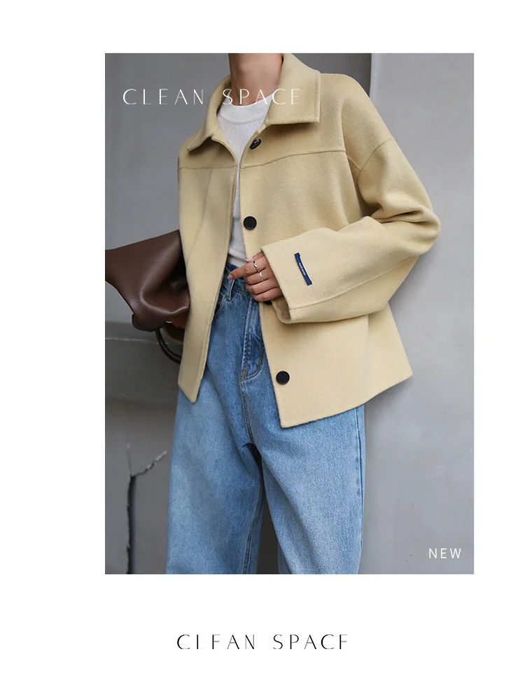 Mulan Autumn And Winter New Style Double-faced Woolen Goods Cashmere Wool Coat Short-height Wool Overcoat Short 6732