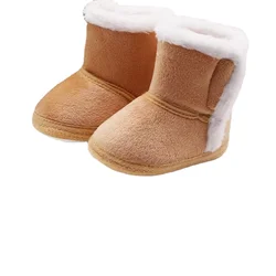 Bottes chaudes d'hiver pour nouveau né fille et garçon, chaussons de neige en fourrure à semelle souple pour bébé de 0 à 18 mois 