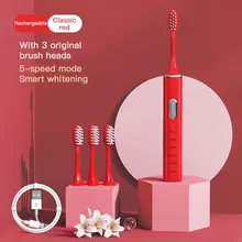 

2021 Sonic Electric Toothbrush IPX7 Waterproof Adult Couple Home Use Replaceable Battery 3 Brushes Soft-Bristle Tooth Brush