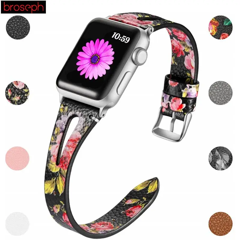Цветок кожаный ремешок для Apple Watch 4 band 44 мм 40 мм для похудения браслет для iwatch 4 3 2 1 38 мм 42 мм аксессуары для наручных часов