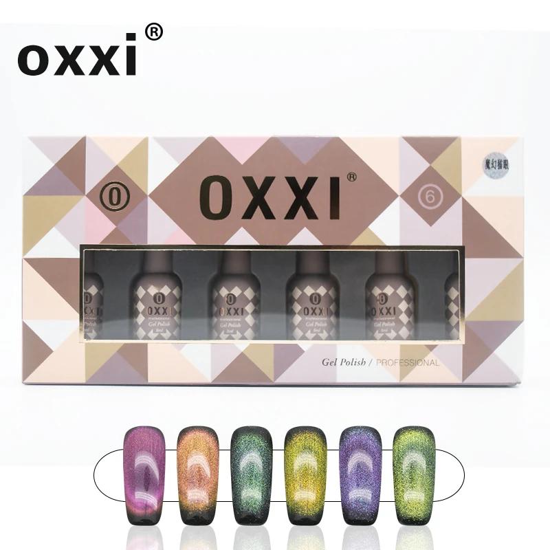 Oxxi новейший 9D Гель-лак для кошачьих глаз 8 мл набор Гель-лак для ногтей Art Aurora лак Гибридный Полупостоянный геллак магнит - Цвет: 6pcs-set