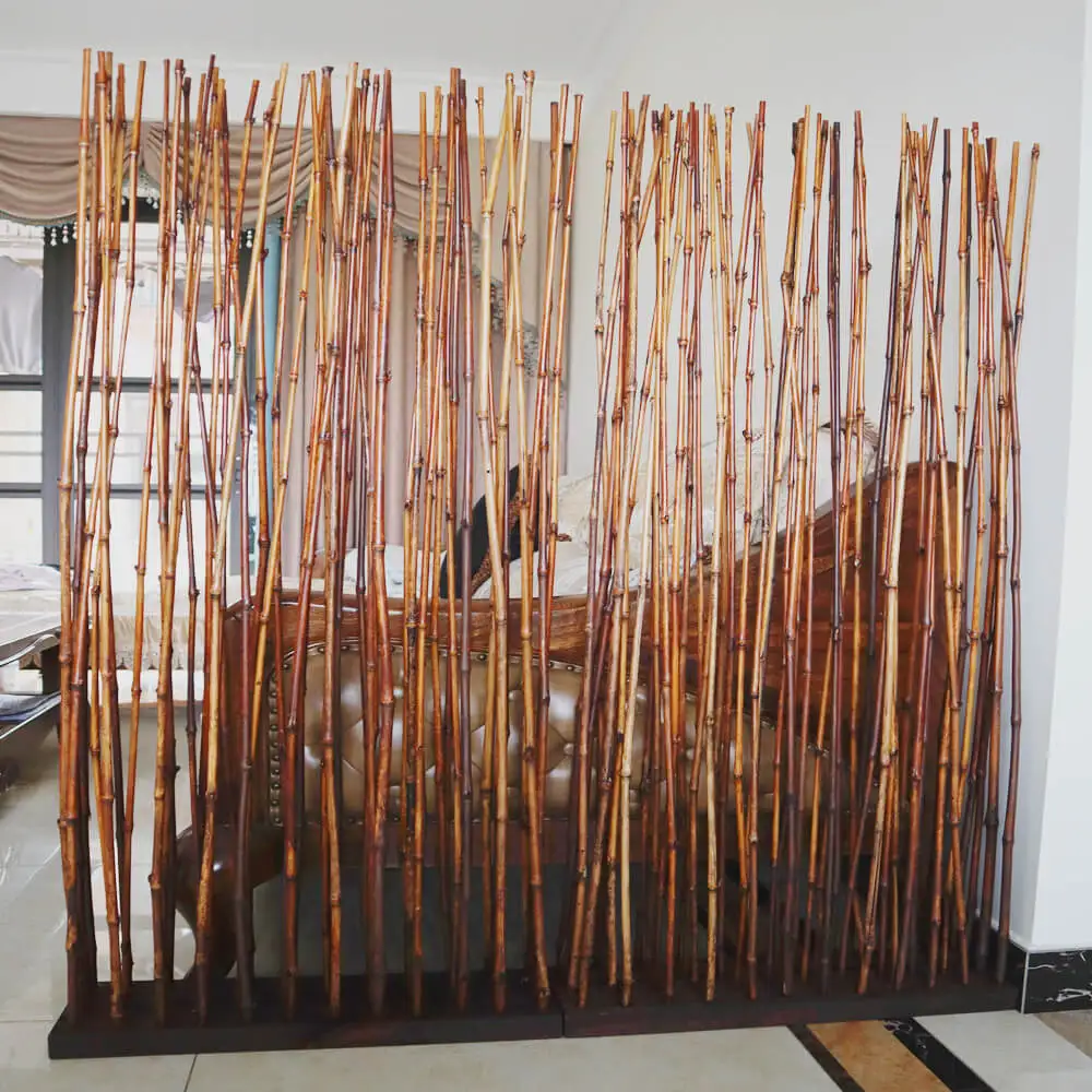 Room Divider Screen Coffee Color Freestanding Customized Height Home Room Decoration Portable Modern Bamboo Screens Room Divider