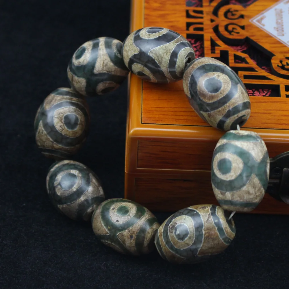 

Manufacturers Direct Selling Natural Tibet Agate lulin arts&cralts da Three-Eyed Tibet Beads Bracelets Men Glorious Vintage Old