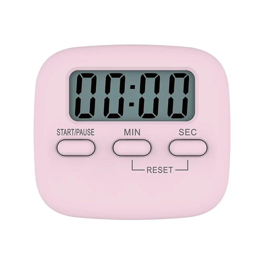 Розовый Digital Kitchen Timer Magnetic Countdown Stopwatch Timer With Loud Alarm Big Digit Back Stand Hanging Hole - Цвет: Розовый