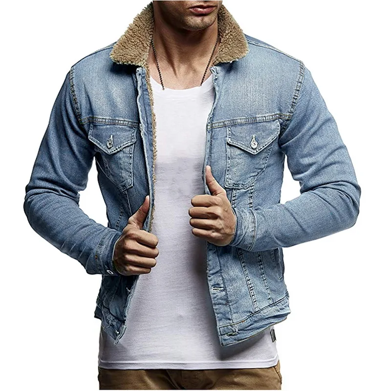 

Men Autumn Winter Jacket Coat Jeans Motorcycle Warm Fleece Denim Winter Thick Thicken Cowboy Parka Male Classic Solid Outerwear
