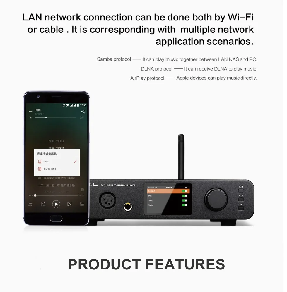 SMSL DP3 Dual ES9018Q2C Bluetooth USB DAC усилитель для наушников аудио стерео приемник музыкальный плеер декодер усилителя