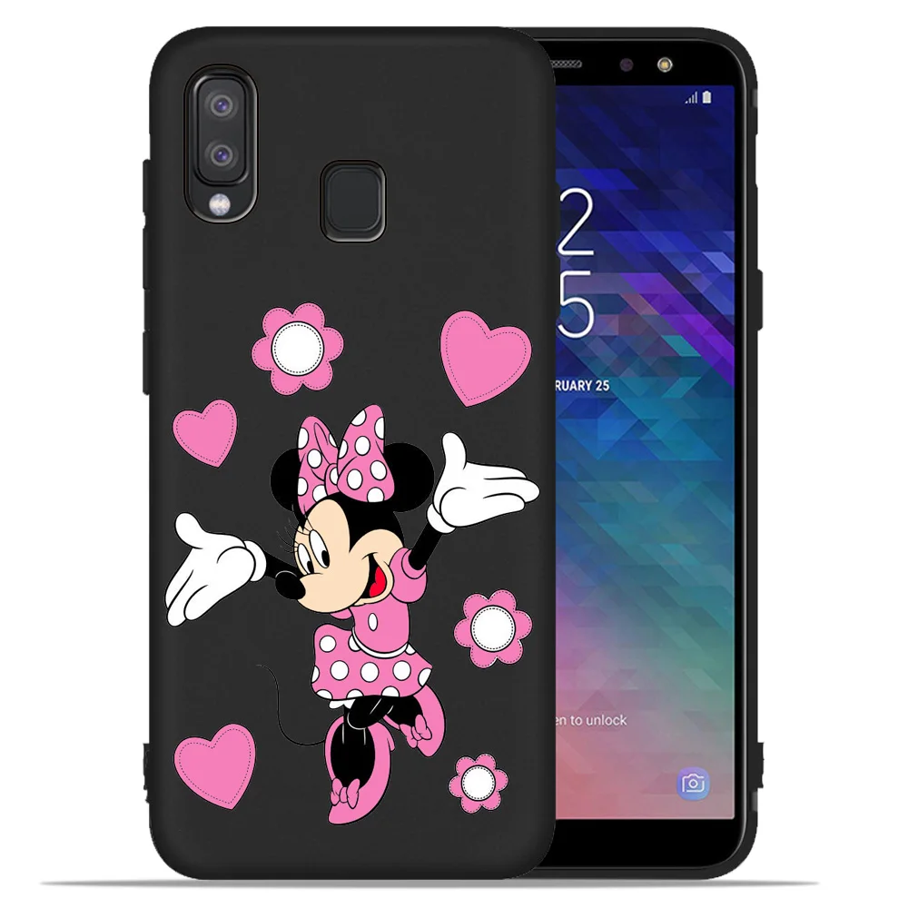 Черный ТПУ чехол для samsung Galaxy A7 A9 Coque Etui Микки Минни для samsung Galaxy A30 40 50 70 A6 A8 Plus A320 чехол