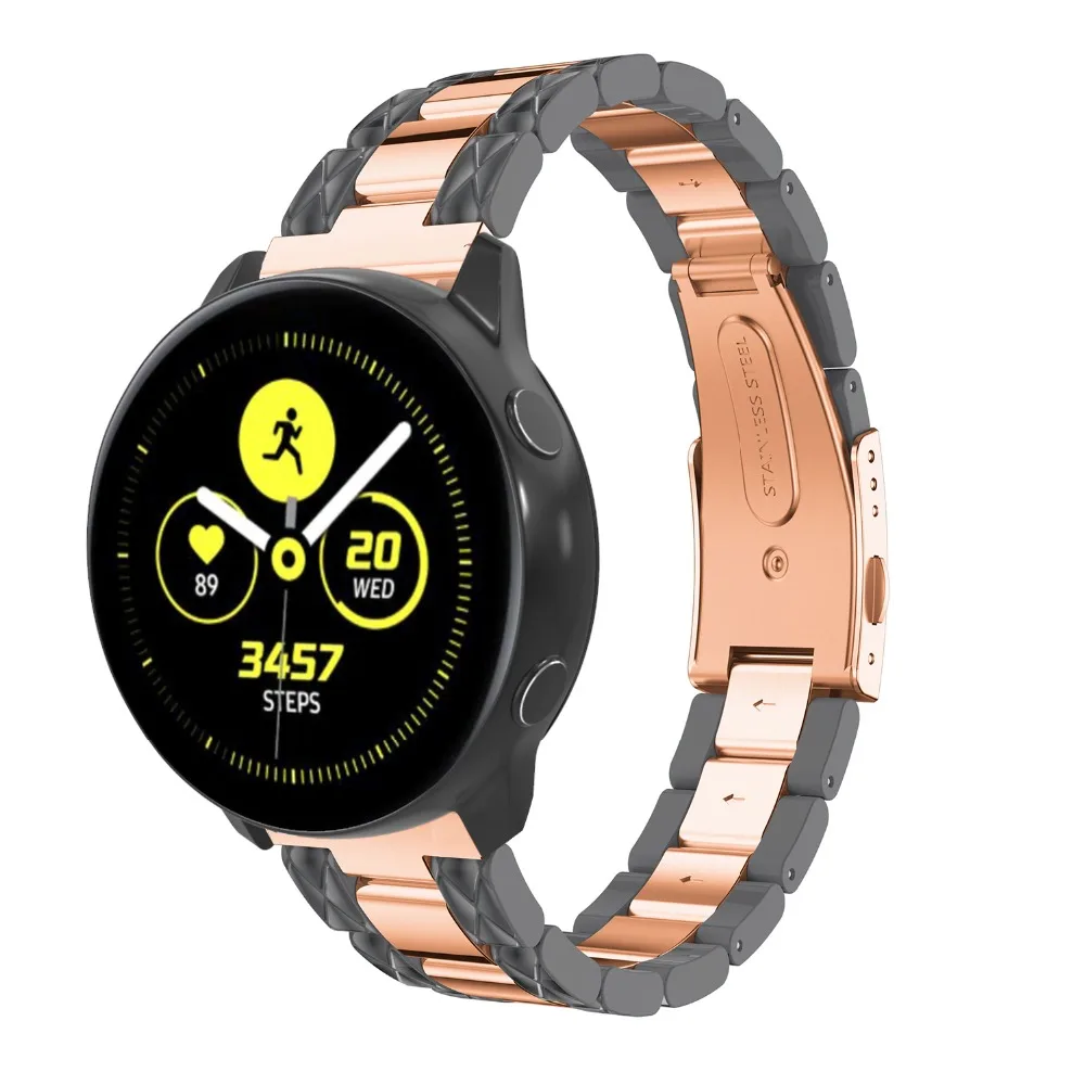 Браслет из нержавеющей стали для samsung Galaxy Watch активные ремешки розовые золотые браслеты для часов 42 ремешок для часов, мм 20 мм ремешок для часов