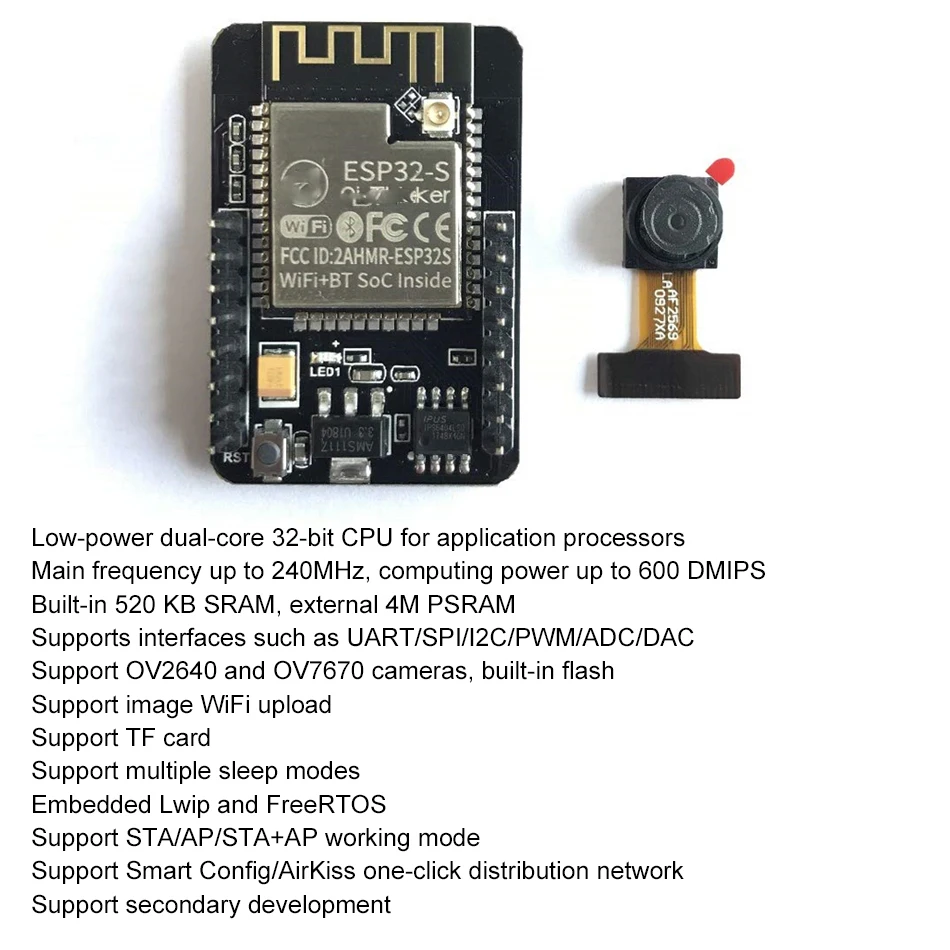 Модуль ESP32 с Wi Fi макетная плата 5 В Bluetooth модуль камеры OV2640 32 битный процессор 240