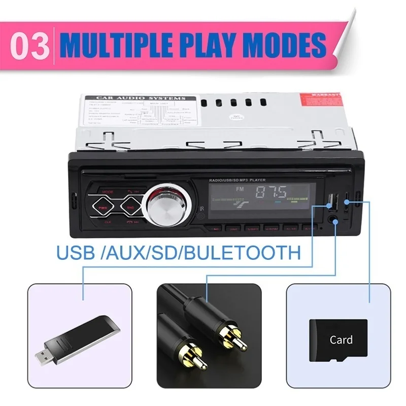 Один 1Din автомобильный стерео MP3 музыкальный плеер FM радио AUX TF карта USB U диск ж/RC