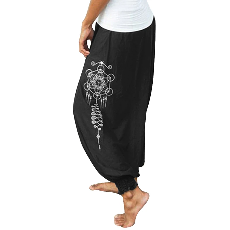 LOOZYKIT осенние женские штаны для йоги с принтом Спортивные брюки с высокой талией модные широкие брюки спортивная одежда для бега - Цвет: Черный