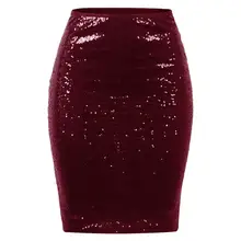 Модная сексуальная блестящая женская однотонная облегающая юбка для ночного клуба